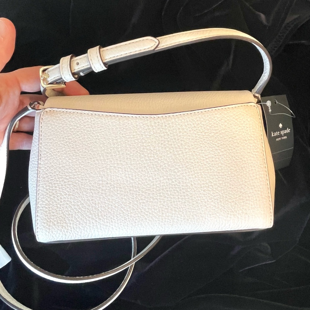 Kate Spade Leila Flip Zip Crossbody Leather Bag Cream Gold NWT - Picture 3 of 16